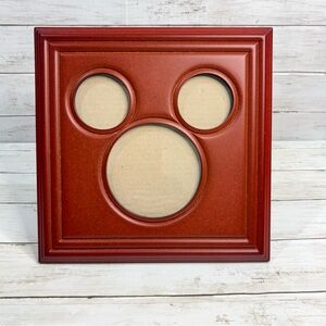 Disney Parks Authentic 3 Photo 11x11 Picture Frame Mickey Mouse Cut Out Red Wood